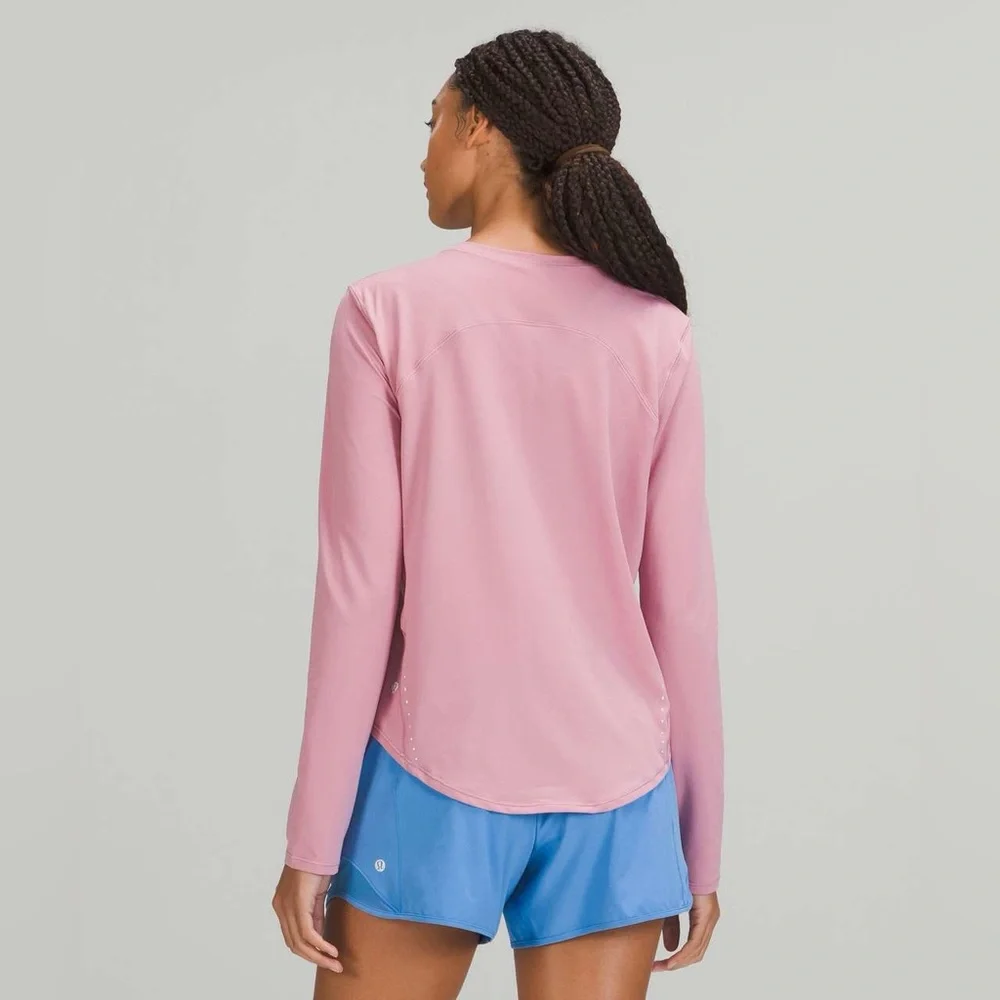 Lululemon Pink Taupe Running Training Crewneck Long Sleeve Shirt Lightweight